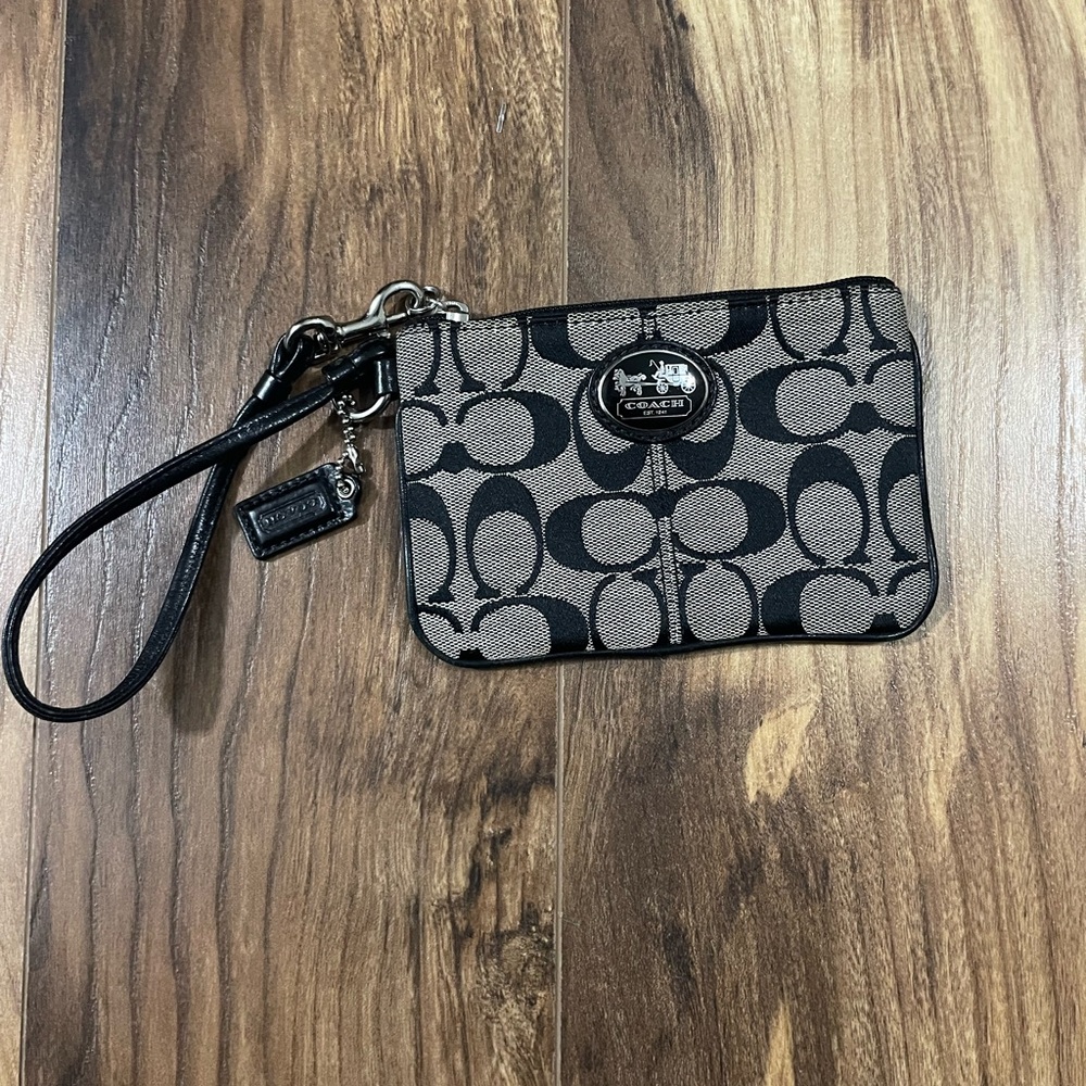 Coach Black and Tan Wristlet